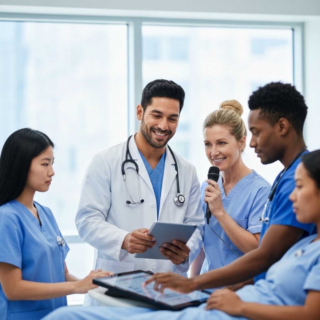 Healthcare professionals using AI technology